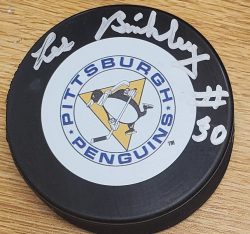 Autographed LES BINKLEY Pittsburgh Penguins Hockey Puck