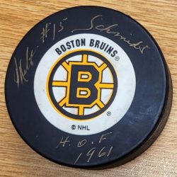 Autographed MILT SCHMIDT Boston Bruins Hockey Puck