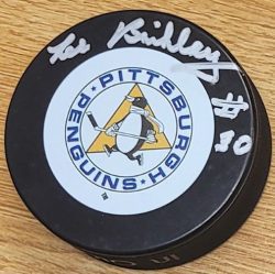 Autographed LES BINKLEY Pittsburgh Penguins Hockey Puck