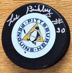 Autographed LES BINKLEY Pittsburgh Penguins Hockey Puck