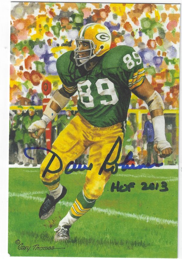 Autographed Dave Robinson Green Bay Packers Goal Line Art Card
