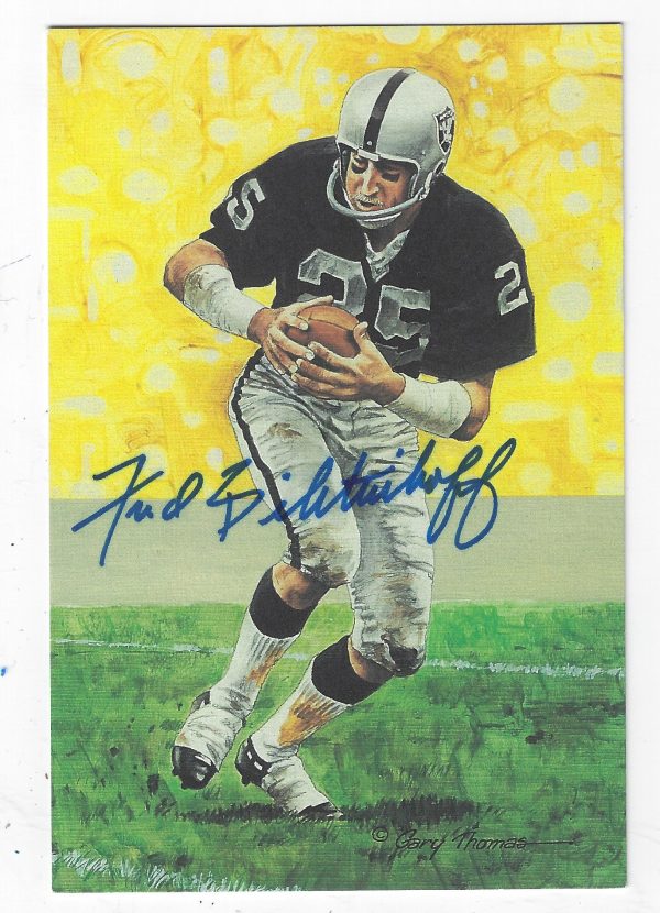 Autographed Fred Biletnikoff Oakland Raiders Goal Line Art Card
