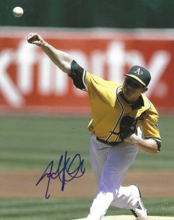 AUTOGRAPHED JARROD PARKER 8X10 Oakland A's Photo