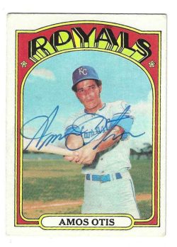 Autographed AMOS OTIS Kansas City Royals 1972 Topps Card