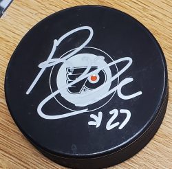 Autographed REGGIE LEACH Philadelphia Flyers Hockey Puck