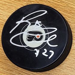 Autographed REGGIE LEACH Philadelphia Flyers Hockey Puck