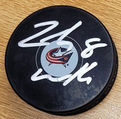 Autographed ZACH WERENSKI Coulmbus Blue Jackets Hockey Puck