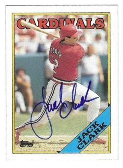 Autographed JACK CLARK St. Louis Cardinals 1988 Topps Card