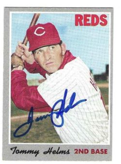 Autographed TOMMY HELMS Cincinnati Reds 1970 Topps Card