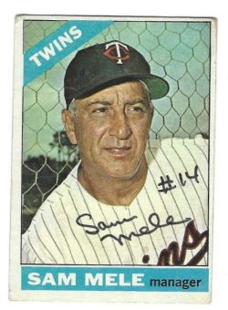 Autographed SAM MELE Minnesota Twins 1966 Topps Card