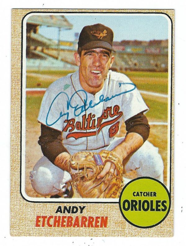 Autographed ANDY ETCHEBARREN 1968 Topps Card
