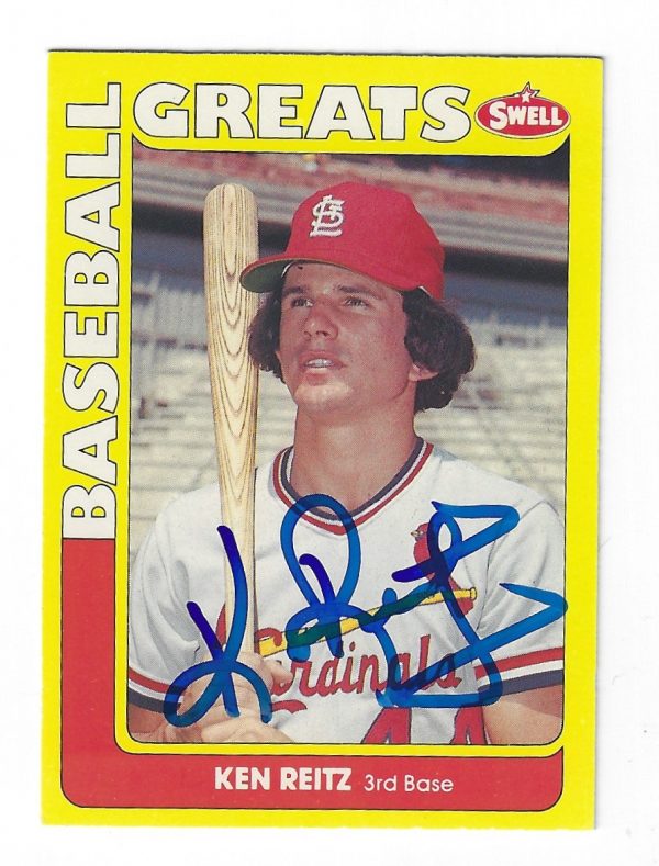 Autographed KEN REITZ 1990 Swell Baseball Great Card