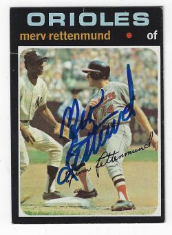 Autographed MERV RETTENMUND 1971 Topps Card