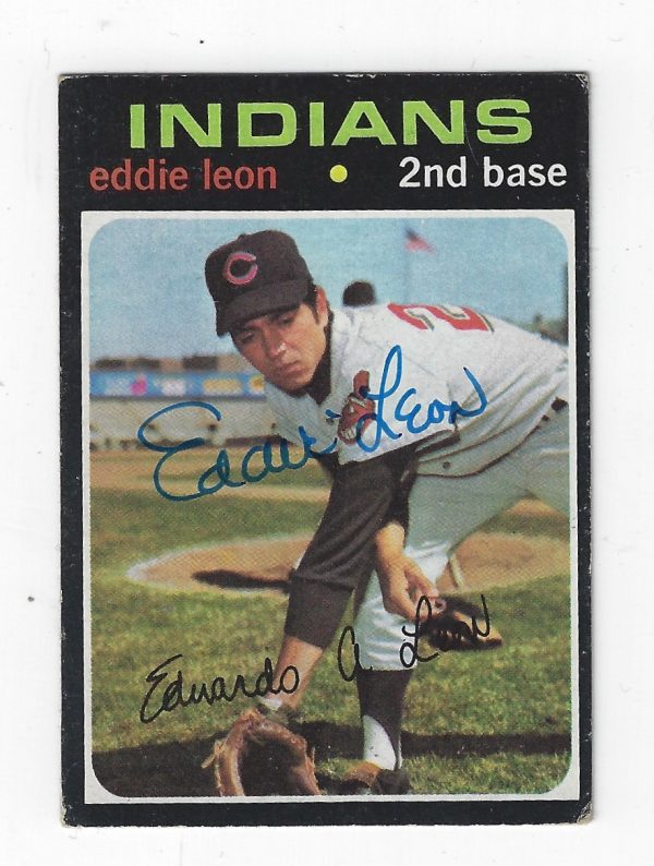 Autographed EDDIE LEON 1971 Topps Card
