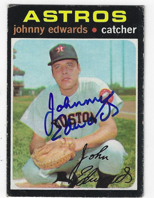 Autographed JOHNNY EDWARDS 1971 Topps Card