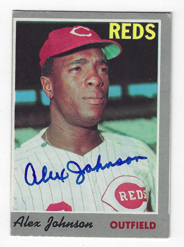 Autographed ALEX JOHNSON Cincinnati Reds 1970 Topps  Card