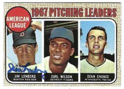 Autographed JIM LONBORG Boston Red Sox 1968 Topps Card