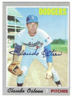 Autographed CLAUDE OSTEEN Los Angeles Dodgers 1970 Topps  Card