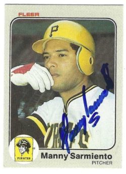 Autographed MANNY SARMIENTO Pittsburgh Pirates 1983 FLEER Card