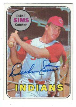 Autographed DUKE SIMS 1969 Topps Card