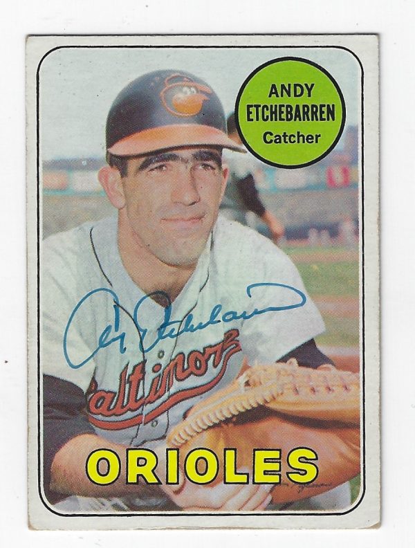Autographed ANDY ETCHEBARREN 1969 Topps Card