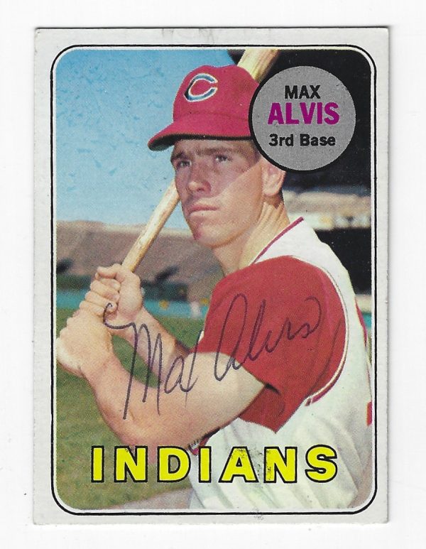 Autographed MAX ALVIS Cleveland Indians 1969 Topps Card