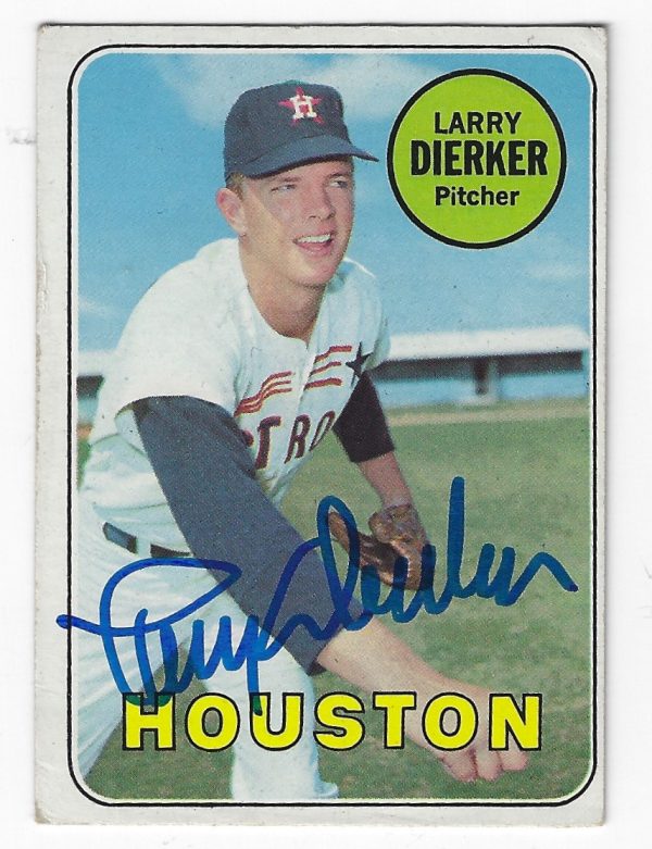 Autographed LARRY DIERKER Houston Astros 1969 Topps Card
