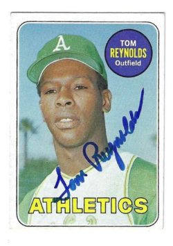 Autographed TOM REYNOLDS Oakland A's 1969 Topps Card