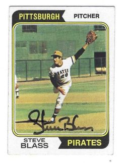 Autographed STEVE BLASS Pittsburgh Pirates 1974 Topps  Card