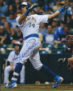 AUTOGRAPHED HERNAN PEREZ 8X10 Milwaukee Brewers Photo