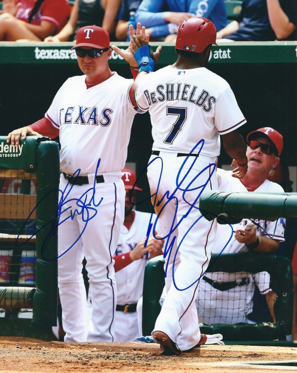 AUTOGRAPHED JEFF BANISTER & DELINO DESHIELDS 8X10 Texas Rangers Photo