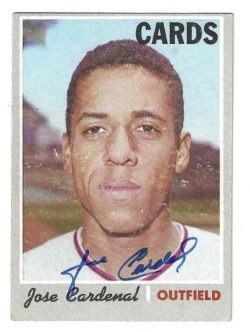 Autographed JOSE CARDENAL St. Louis Cardinals 1970 Topps  Card