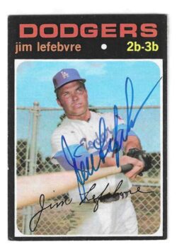 Autographed JIM LEFEBVRE Los Angeles Dodgers 1971 Topps Card
