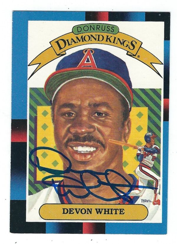 Autographed Devon White Angels 1988 DONRUSS DIAMOND KING Card # 8- COA