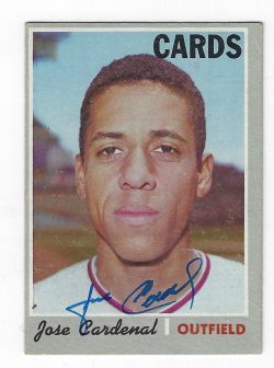Autographed JOSE CARDENAL St. Louis Cardinals 1970 Topps  Card