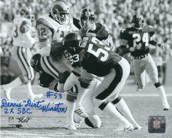 Autographed DENNIS "DIRT" WINSTON 8X10 Pittsburgh Steelers Photo