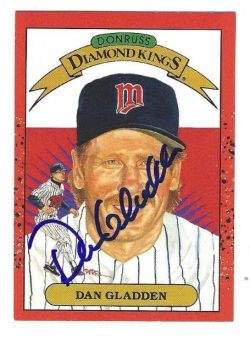 Autographed DAN GLADDEN Minnesota Twins 1990 Donruss Diamond King