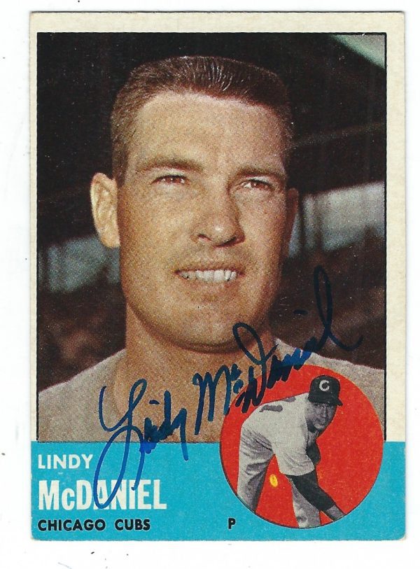 Autographed LINDY MCDANIEL 1963 Topps Card