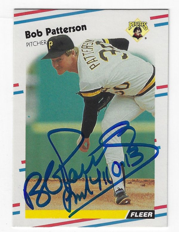 Autographed BOB PATTERSON Pittsburgh Pirates 1988 Fleer Baseball Card