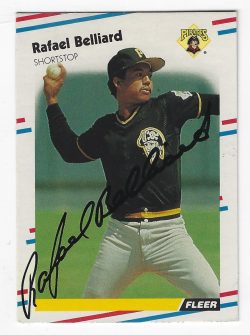 Autographed RAFAEL BELLIARD Pittsburgh Pirates 1988 Fleer Baseball Card