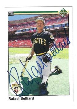 Autographed RAFAEL BELLIARD Pittsburgh Pirates 1990 Upper Deck Card