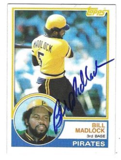 Autographed BILL MADLOCK Pittsburgh Pirates 1983 TOPPS Card