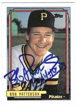 Autographed BOB PATTERSON Pittsburgh Pirates 1992 Topps Card