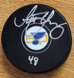Autographed SCOTT YOUNG St. Louis Blues 50th Anniversary Hockey Puck