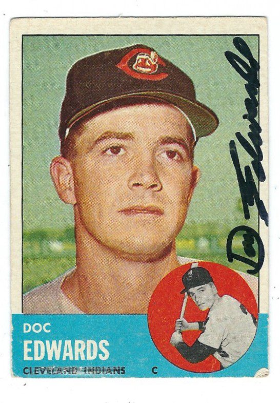 Autographed DOC EDWARDS 1963 Topps Card - Main Line Autographs