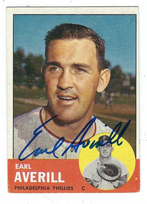 Autographed EARL AVERILL 1963 Topps Card