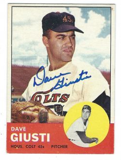 Autographed DAVE GIUSTI 1963 Topps Card