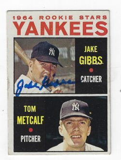 Autographed JAKE GIBBS 1964 Topps Card
