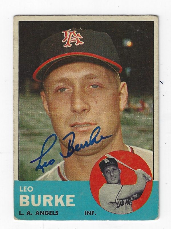 Autographed LEO BURKE 1963 Topps Card
