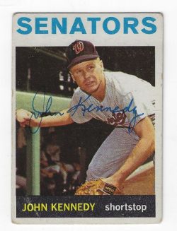 Autographed JOHN KENNEDY Washington Senators 1964 Topps Card